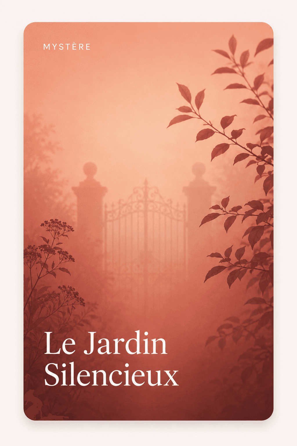 Couverture d'ebook générée pour « Le Jardin Silencieux » (Mystère)